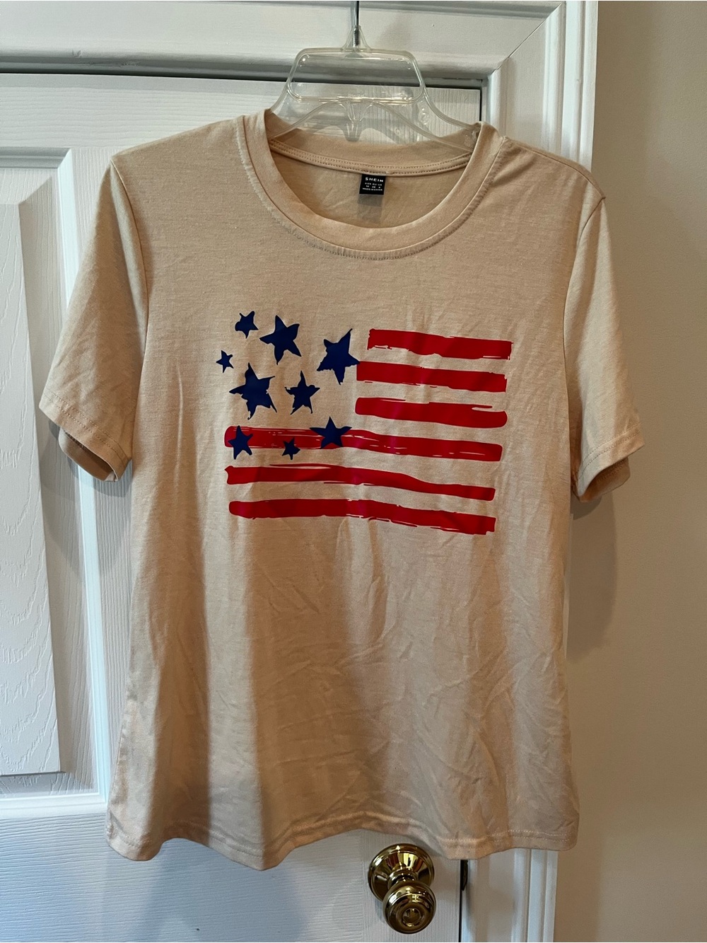 Beige Graphic Tee w/ American Flag